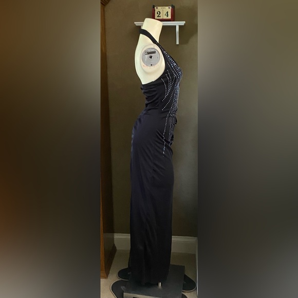 Xoxo collection black halter formal long dress with sparkles, size S made in USA - Picture 4 of 15